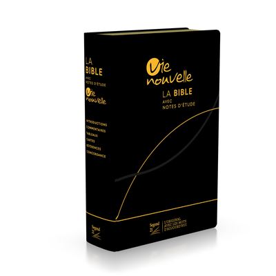 Bible d'étude Vie nouvelle, Segond 21, noire couverture souple, fibrocuir,tranches or, avec boitier -  Segond 21 - Coffret