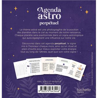 Agenda Astrologie - 1 jour par page - 12 x 17 cm - noir ou bleu