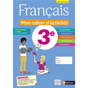 Français - Mon cahier d'activités 3e - Elève 2021 - 1
