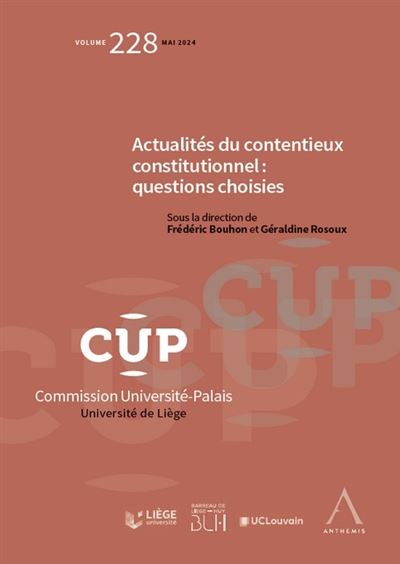 Actualités du contentieux constitutionnel : questions choisies - Frédéric Bouhon - Anthemis - broché - Etude