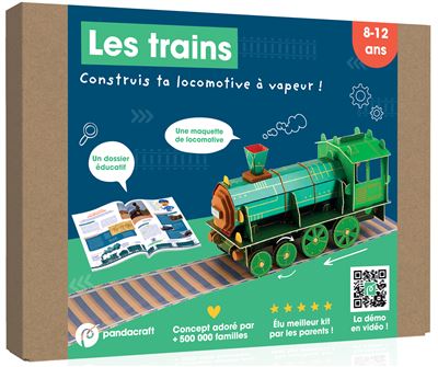 Les trains - Kit Pandacraft 8-12 ans - Construis ta locomotive à vapeur ! -  Collectif - Pandacraft - Jeux livres objets