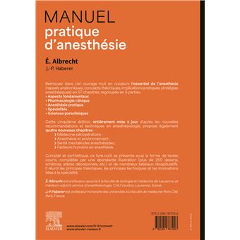 MANUEL PRATIQUE DE MISE AU POINT Manuel pratique d'anesthésie