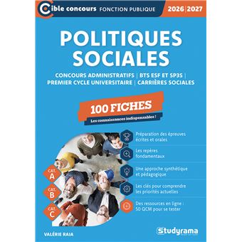 Politiques sociales – Concours administratifs – BTS ESF ET SP3S – Premier cycle universitaire – Carrières sociales – 100 fiches - 1