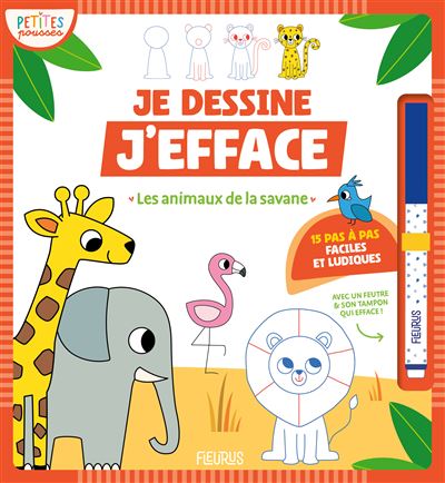 Je dessine, j'efface   Les animaux de la savane (Petites Pousses)