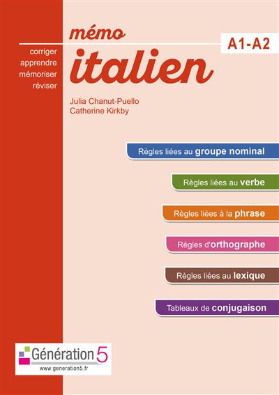 Mémo italien A1-A2 (collège) - Julia Chanut-Puello - broché