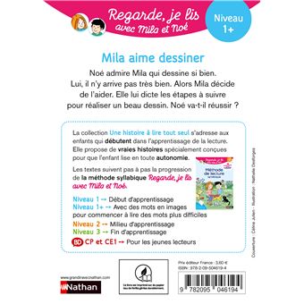 Regarde je lis ! Une histoire à lire tout seul - Mila aime dessiner Niv 1+