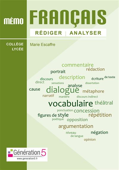 Mémo français rédiger-analyser (collège/lycée) - Marie Escaffre - broché