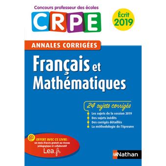 Annales CRPE Français et mathématiques - Ecrit 2019 - 1