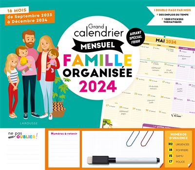 Grand calendrier mensuel famille organisée 2024 - broché - Collectif, Livre  tous les livres à la Fnac