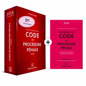 Code de procédure pénale 2026 annoté. Édition limitée. 67e éd. + Supplément "loi narcotrafic" inclus - 1