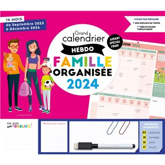 Le grand calendrier hebdomadaire de la famille organisée 2024 - broché -  Collectif, Livre tous les livres à la Fnac