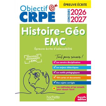 Objectif CRPE 2026-2027 - Histoire Géographie-EMC - épreuve écrite d'admissibilité - broché - Laurent Bonnet, Julien Cuminetto - Achat Livre | fnac