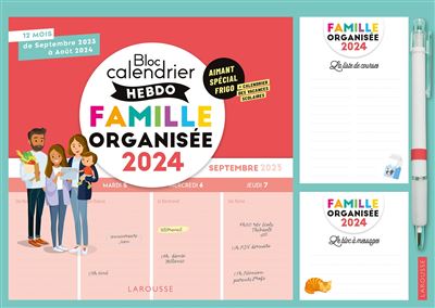 Calendrier mensuel Famille organisée 2024 - broché - Collectif
