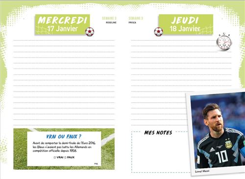 Agenda 2024 Semainier Foot: Couverture football pour fan de foot