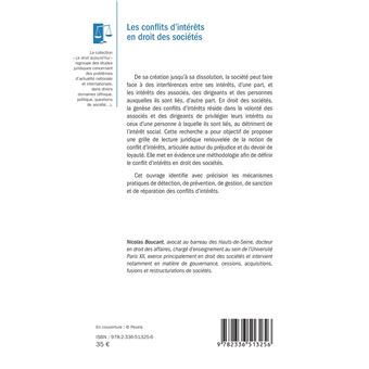 Les conflits d’intérêts en droit des sociétés