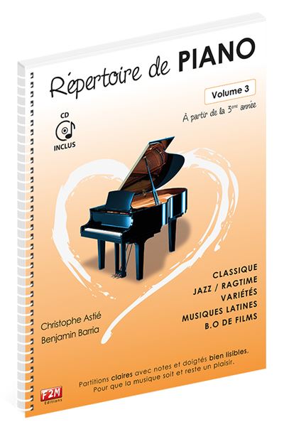 Repertoire de piano vol 3 + cd - Christophe Astié - F2m Editions - Livre CD - Partition