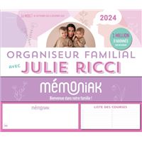 Organiseur Mémoniak avec Julie Ricci, calendrier mensuel (sept. 2023 - déc. 2024)