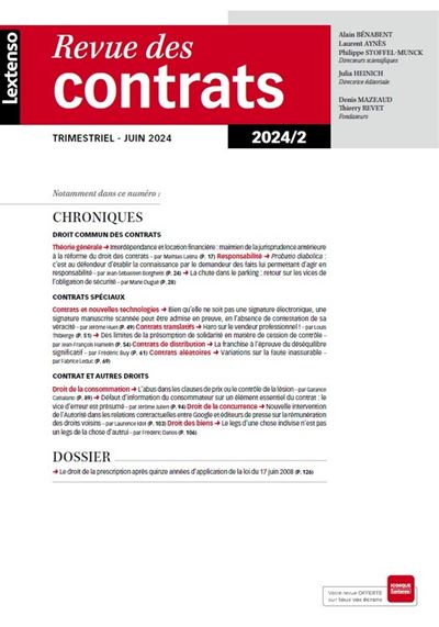 Revue des contrats N°2-2024 - Collectif - Lgdj - broché - Revue