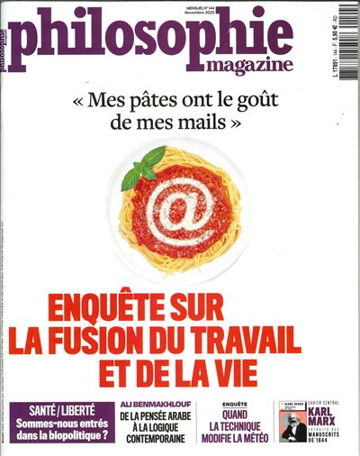 Philosophie magazine n° 144 - Travail, no limit ? novembre 2020