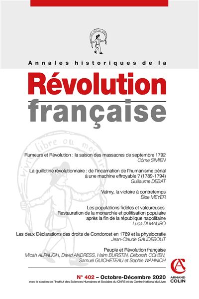 Annales historiques de la Révolution française Nº402 4/2020 Varia -  Collectif - broché