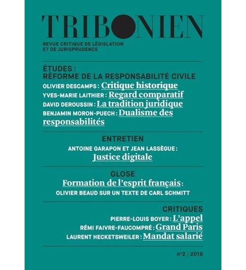 Tribonien Revue critique de législation et de jurisprudence - 2-2018 - Nicolas Cornu Thénard - broché