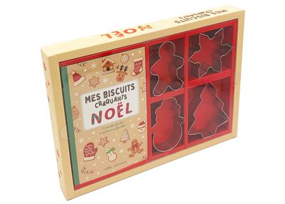 Coffret - Mes biscuits craquants - Noël: avec 4 emporte-pièces et 15 recettes à réaliser en famille !