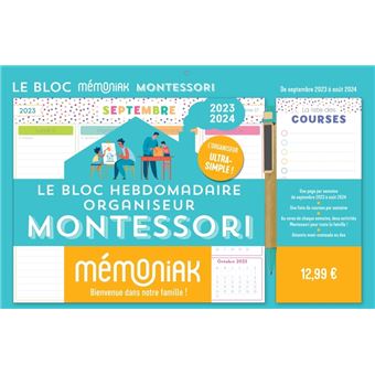 Le Bloc organiseur Mémoniak spécial Montessori 2023-2024, calendrier 12 mois