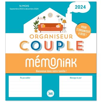 Organiseur Mémoniak spécial Couple, calendrier mensuel (sept. 2023- déc.  2024) - broché - Collectif, Livre tous les livres à la Fnac