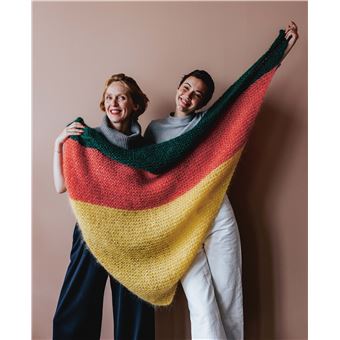 Châle Gris Et Violet Tricoté Et Crocheté à La Main - Neuf Sans étiquette, En Acrylique Et Polyester