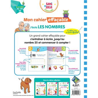 Sami et Julie Maternelle - Mon cahier effaçable - J'écris les nombres (3-6 ans)