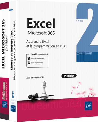 Excel Microsoft 365 - Coffret de 2 livres : Apprendre Excel et la programmation en VBA (2e édition) - Jean-Philippe André - Eni Editions - Coffret - Manuel