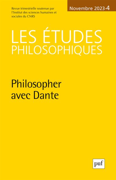 Les Etudes philosophiques, 2023-4 Dante et la philosophie -