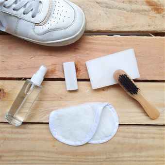 Kit De Nettoyage Complet Pour Sneakers - 1 Spray Nettoyant + 1 Brosse En Bois + 5 Lingettes