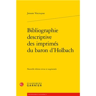 Bibliographie descriptive des imprimés du baron d'Holbach - 1