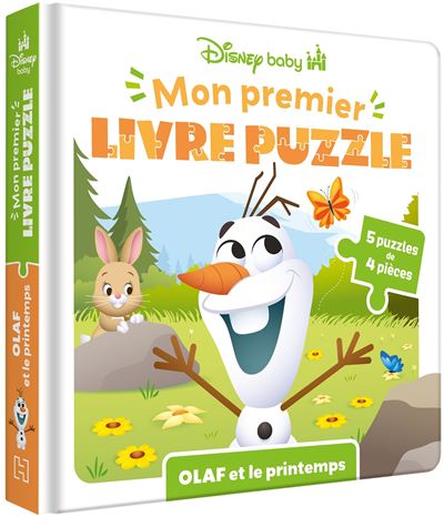 Olaf -  : DISNEY BABY - Mon Premier livre puzzle - 4 pièces - Olaf et le Printemps