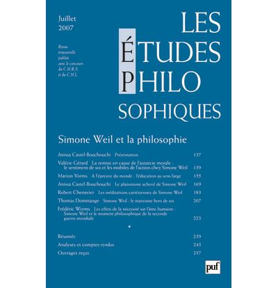Études philosophiques 2007, n° 3