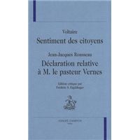 Sentiment des citoyens - Déclaration  relative à M. le pasteur Vernes