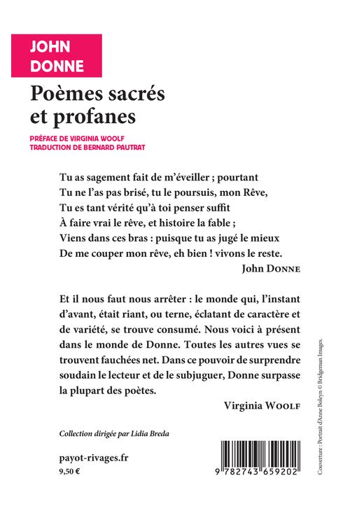 Po mes sacr s et profanes Poche John Donne Virginia Woolf