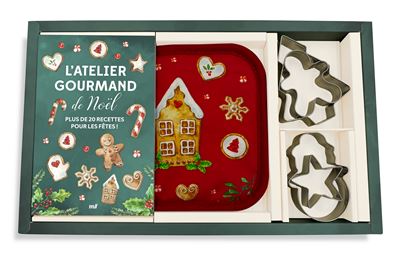 Coffret - L'atelier gourmand de Noël 1 manique, 4 emporte-pièces et un livre de recettes - Collectif - Merci Les Livres - Coffret - Jeux livres objets
