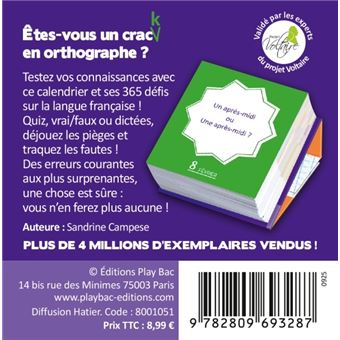 Mini Calendrier - 365 jours sans fautes !