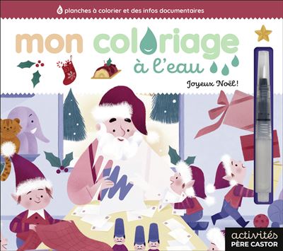 Mon coloriage à l'eau - Joyeux Noël ! 6 planches à colorier et des infos documentaires - Lili La Baleine - Flammarion Jeunesse Pere Castor - broché - Document jeunesse