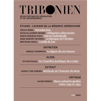 Tribonien Revue critique de législation et de jurisprudence n° 6-2021 - 1