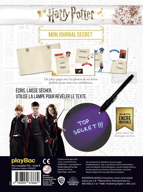 Harry Potter - Harry Potter - Mon journal secret (avec encre invisible) -  Playbac Éditions - broché - Achat Livre