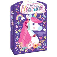 Mon coffret J'habille les licornes - Avec des stickers pailletés ! Des licornes silhouettées à habiller, un carnet créatif, des pochoirs