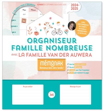 Organiseur Mémoniak famille nombreuse 2024-2025 avec la famille Van Der Auwera