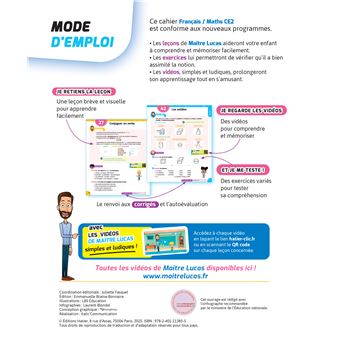 Français et Maths CE2 - Nouveau programme - Cahier de soutien avec des vidéos