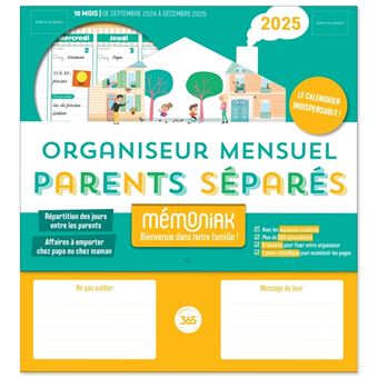 Organiseur Parents séparés Mémoniak, calendrier familial mensuel (sept.  2022- déc. 2023). Edition 2022-2023 - Virginie Chiodo