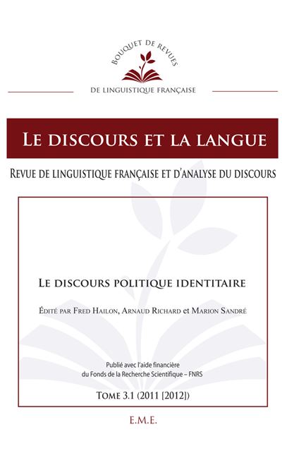 Le discours politique identitaire 3.1 - 2011 [2012] - Marion