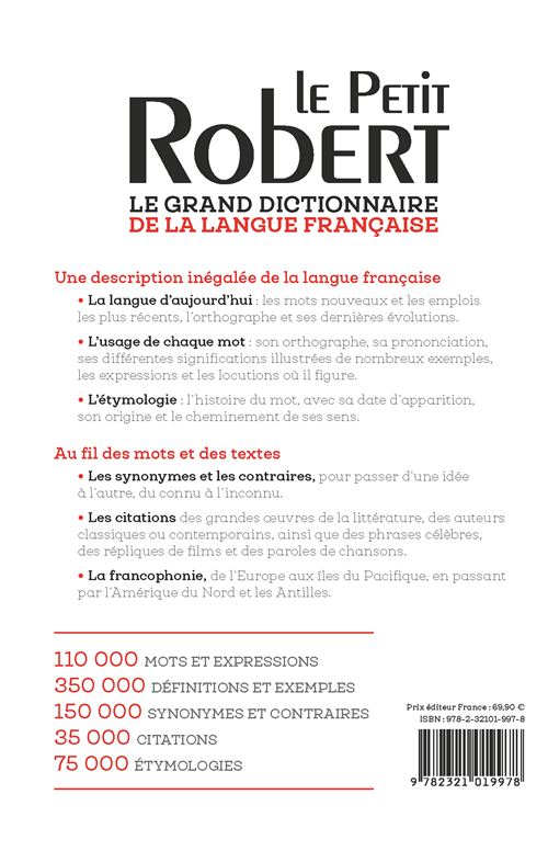 Le Petit Robert de la Langue Française 2025 - relié - Collectif