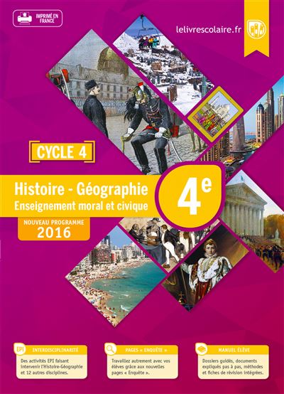 Histoire-Géographie-EMC 4e -  Lelivrescolaire.fr - broché
